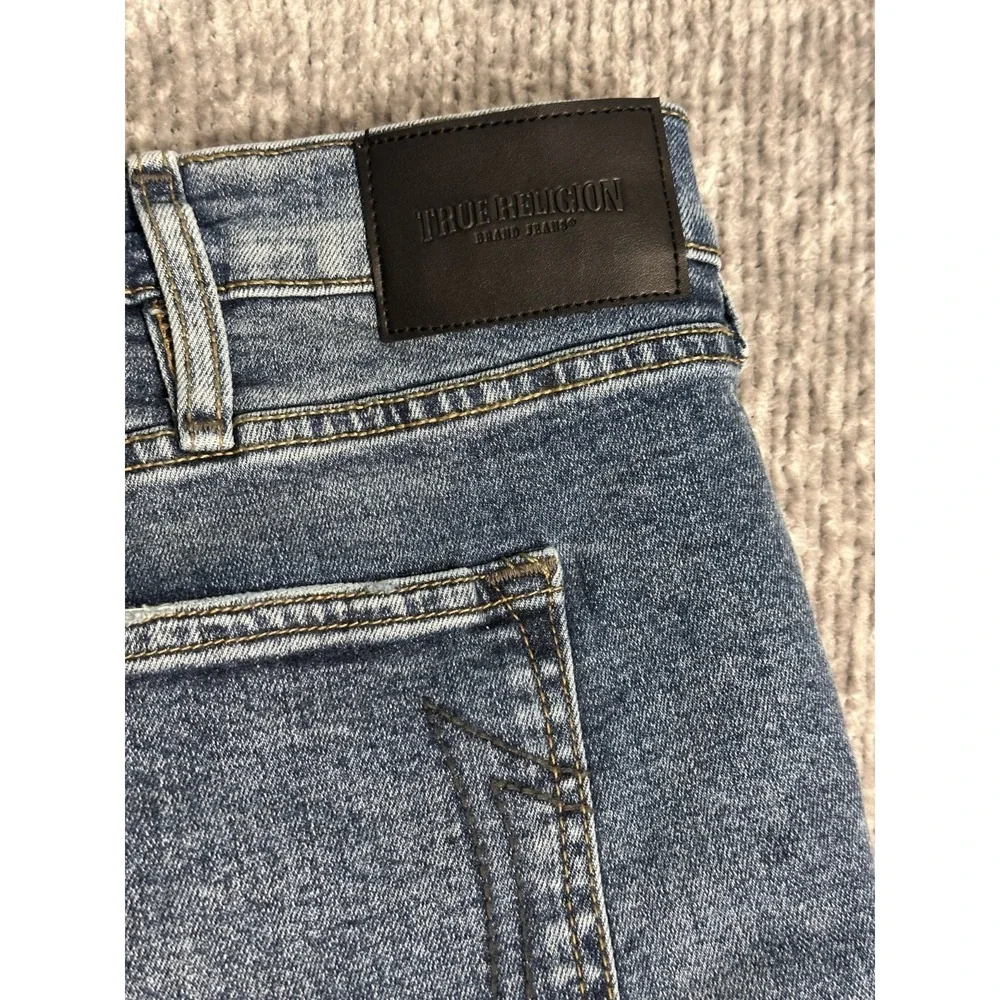 True Religion Jeans Mens 44x33 Ricky Relaxed Skinny Med Blue Wash Denim